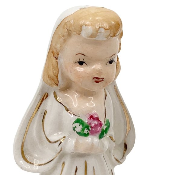 Vintage Salt Pepper Shaker Set Bride Groom Wedding Cake Topper Couple Japan MCM - Picture 6 of 13